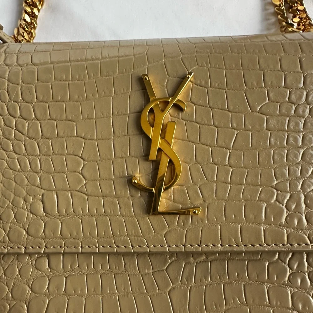 Saint Laurent Sunset Medium Croc Embossed Bag - Picture 6 of 15